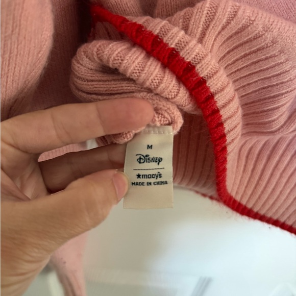 Disney Minnie Mouse Pink Varsity Knit Sweater Preppy Coquette Medium Macy’s - Picture 8 of 9